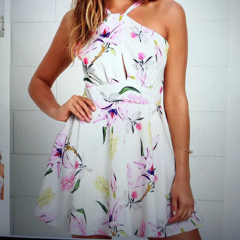 LULU’S - Ivory floral print dress